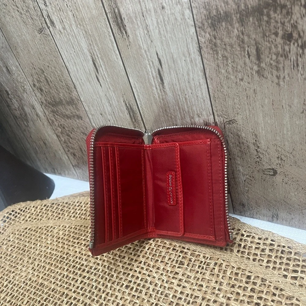 Coach Signature Heart Print Zip Around Small Wallet Red